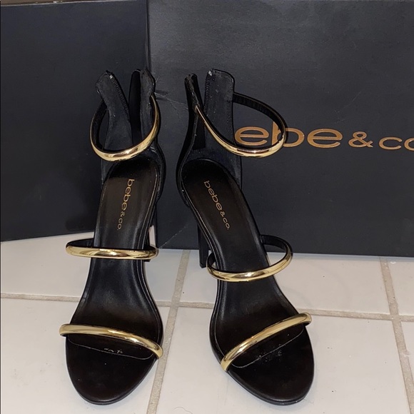 bebe Shoes - Gold Sandal Heels